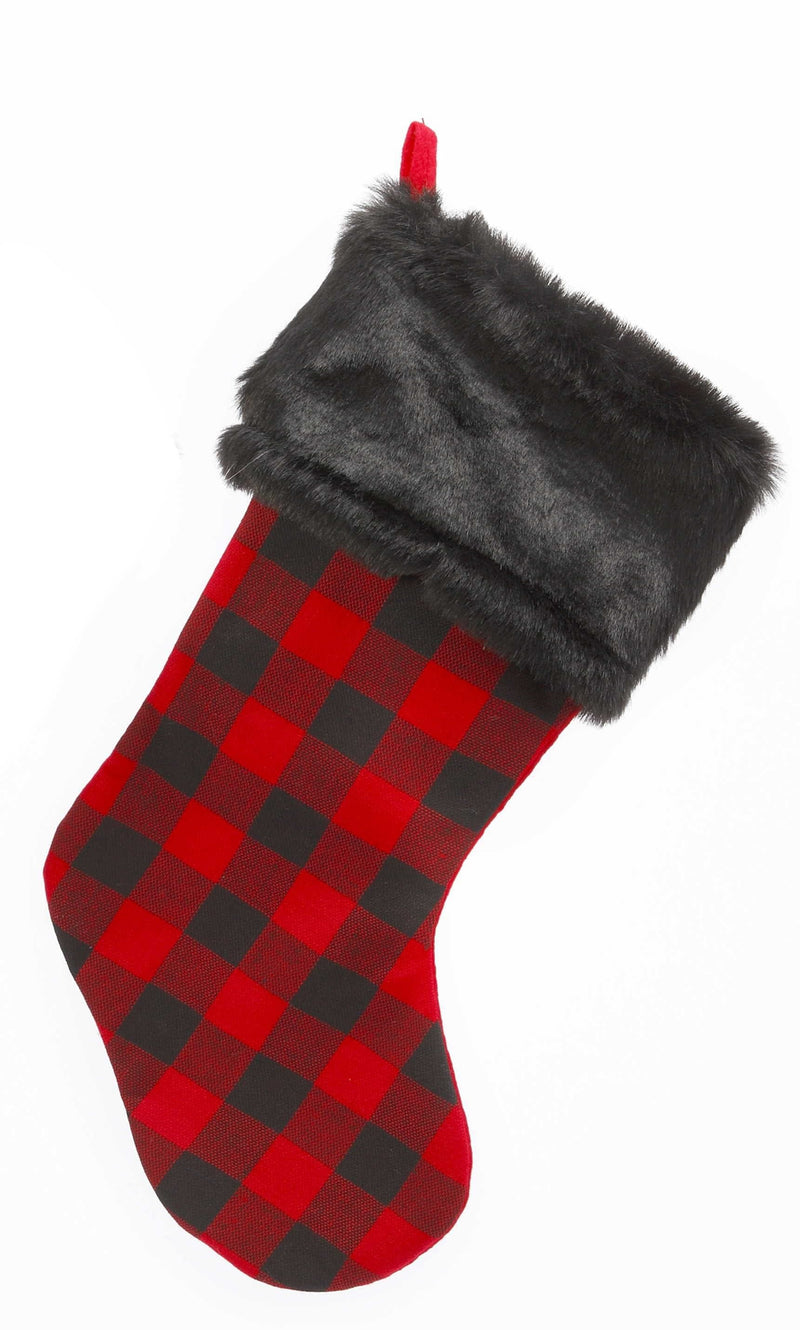 23" Fabric Plaid Holiday Stocking - - Shelburne Country Store