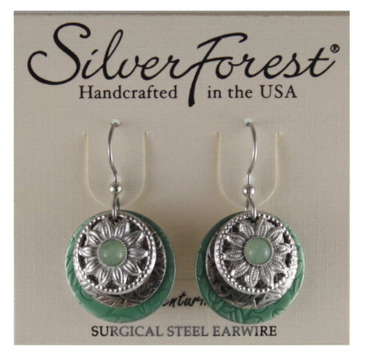Silver Round Layers With Flower Earrings - Shelburne Country Store