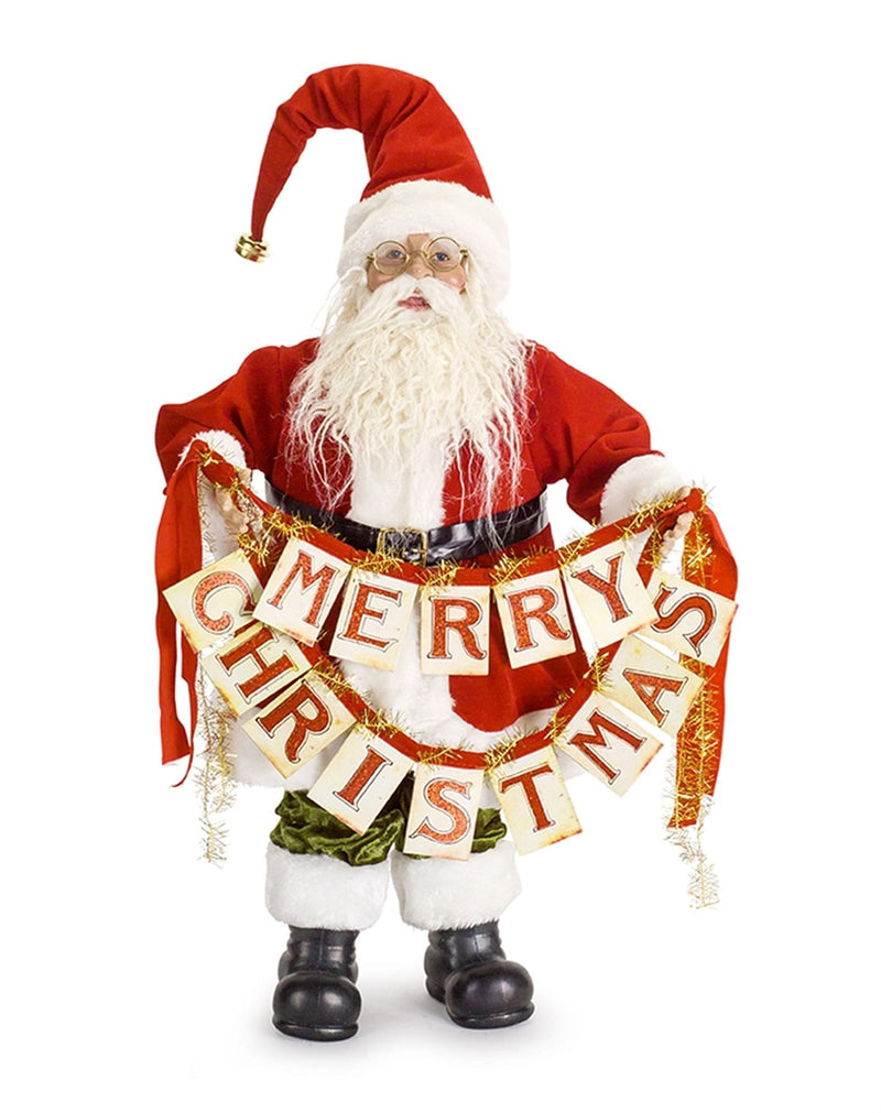 Standing Santa with Christmas Banner - Shelburne Country Store