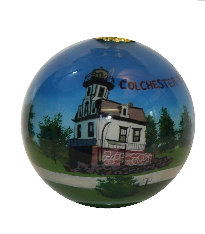 Hand Painted Glass Globe Ornament - A Vermont Covered Bridge - Shelburne Country Store