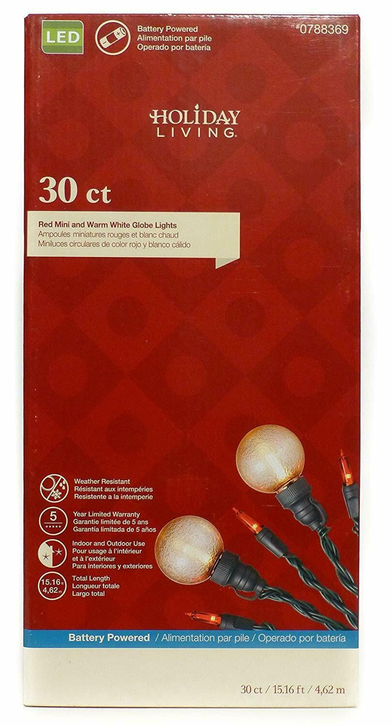 Holiday Living 30ct LED Globe Lights Red mini/Warm White - Shelburne Country Store