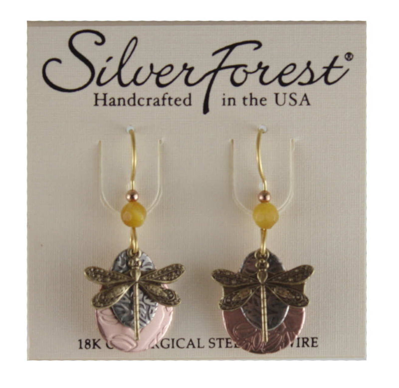 Dragonfly On Layered Shapes Earring - Shelburne Country Store