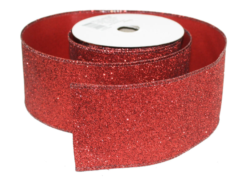 Traditional Christmas Glitter Wire Ribbon 2.5 Inch - - Shelburne Country Store