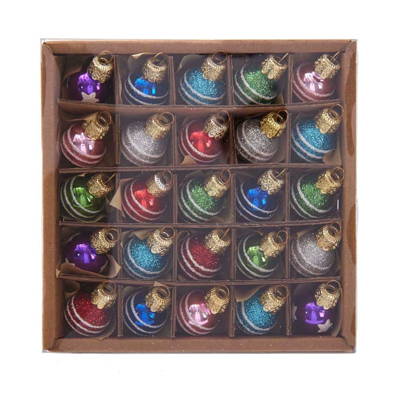 Miniature Decorated Glass Ball Ornaments - 25-Piece Box - Shelburne Country Store