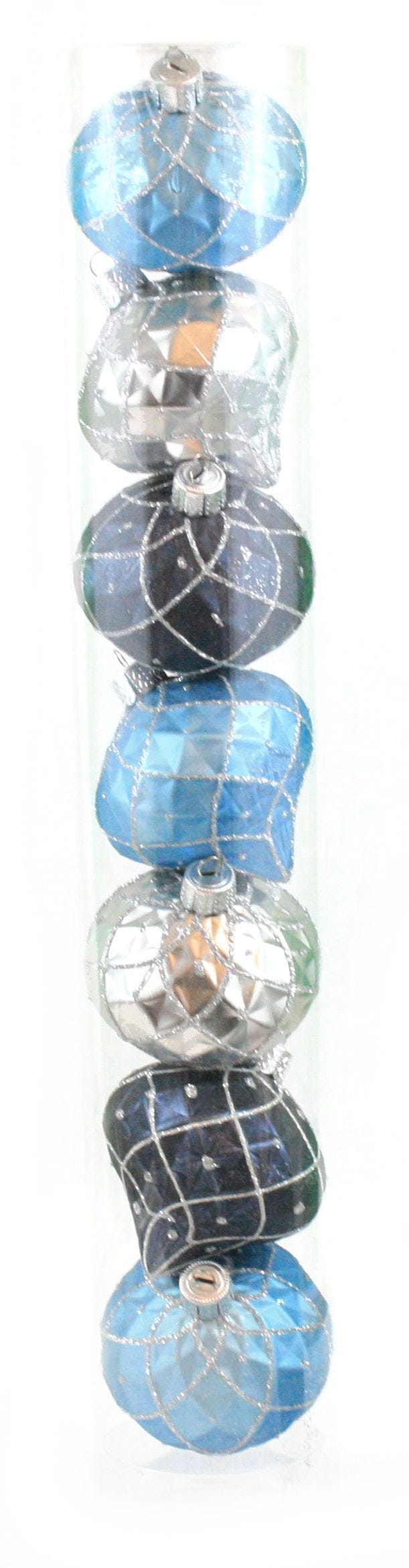 60mm Shatterproof Decorated Onion Ornaments -  Blue/Charcoal - Shelburne Country Store