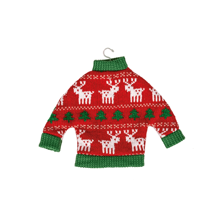 Fabric Holiday Sweater Ornament - Red - Shelburne Country Store