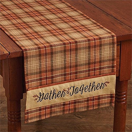 Gather Together Embroidered Border Runner 13 x 36 - Shelburne Country Store