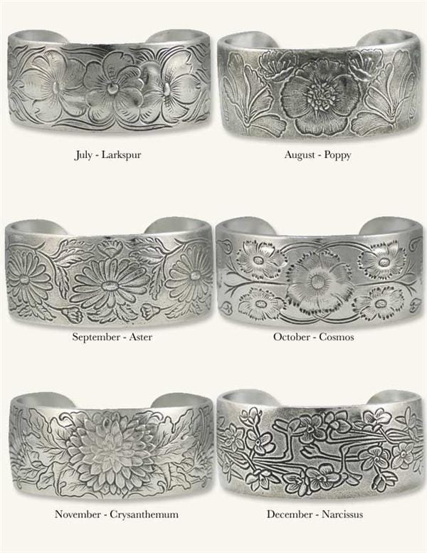 Pewter Flower of the Month Bracelet - - Shelburne Country Store