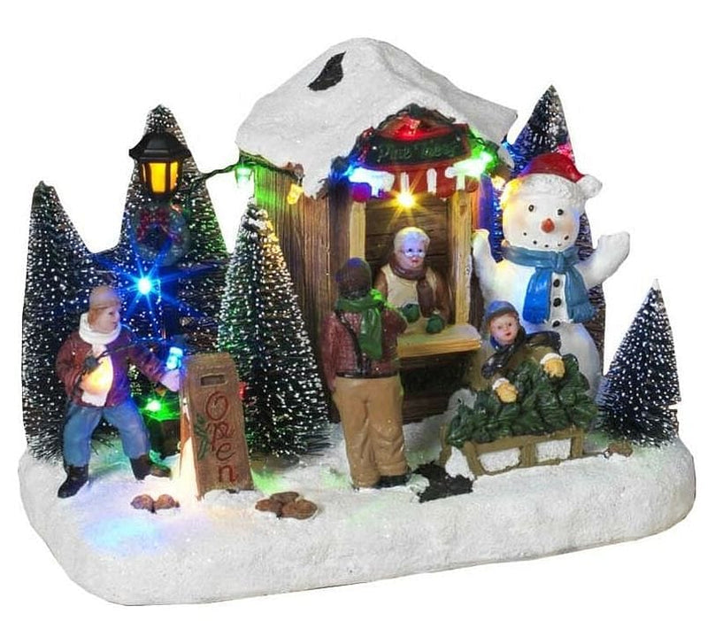 9 Inch Lighted Village Tree Shop - - Shelburne Country Store