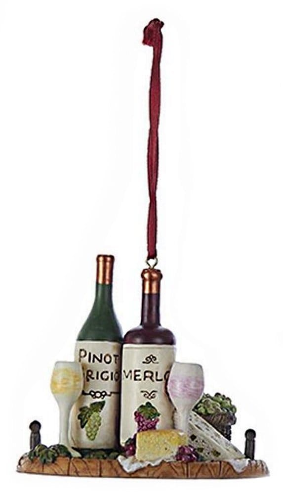 Wine & Cheese Tray Ornament -  Flask - Shelburne Country Store