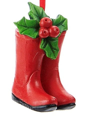 Boots With Mistletoe Ornament - Shelburne Country Store