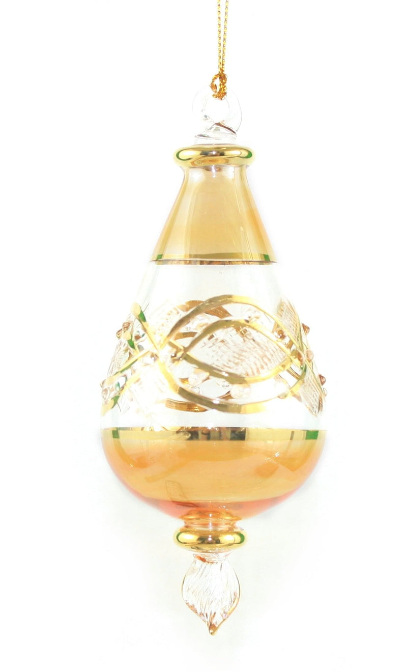 Crystal Gold Etched TearDrop -  Yellow - Shelburne Country Store