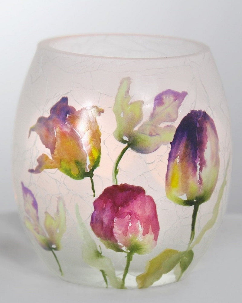 Lighted Glass Jar - Watercolor Floral - - Shelburne Country Store