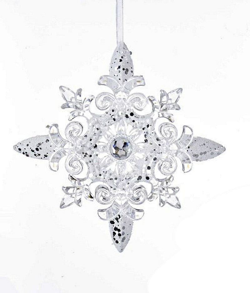 Clear Acrylic Snowflake Ornaments -  Floral - Shelburne Country Store