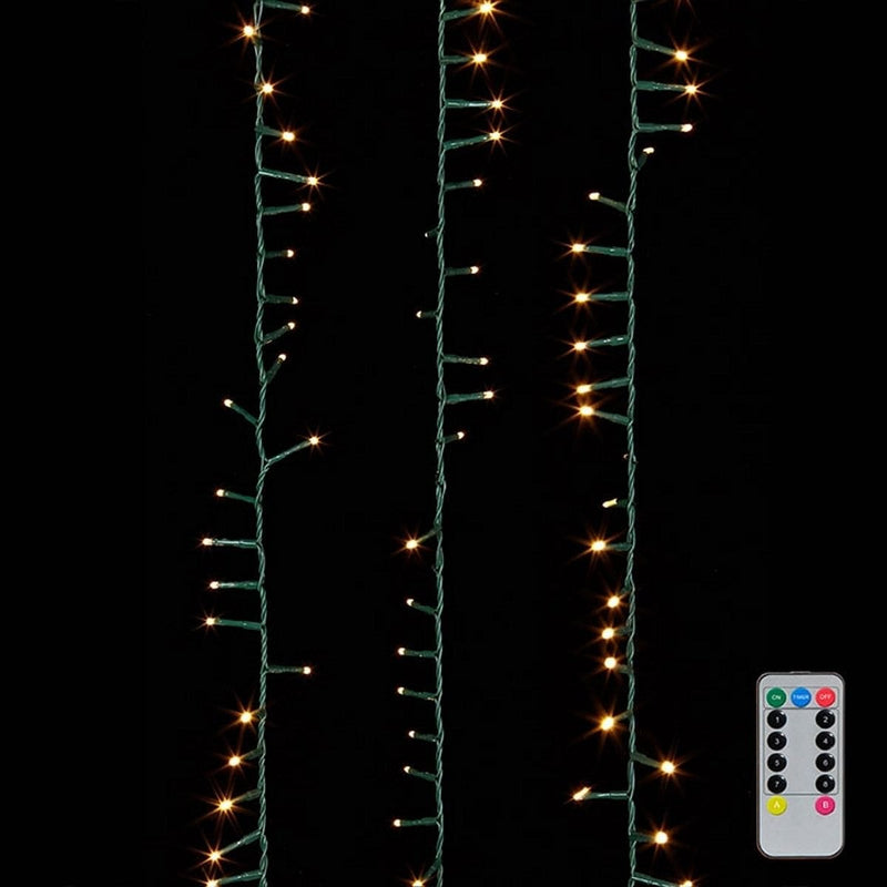 123 Foot LED Garland with Remote - Green Wire - Warm White Lights - Shelburne Country Store