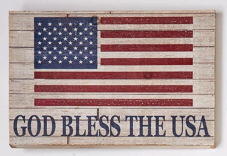 God Bless The USA Distressed Wooden Sign - Shelburne Country Store