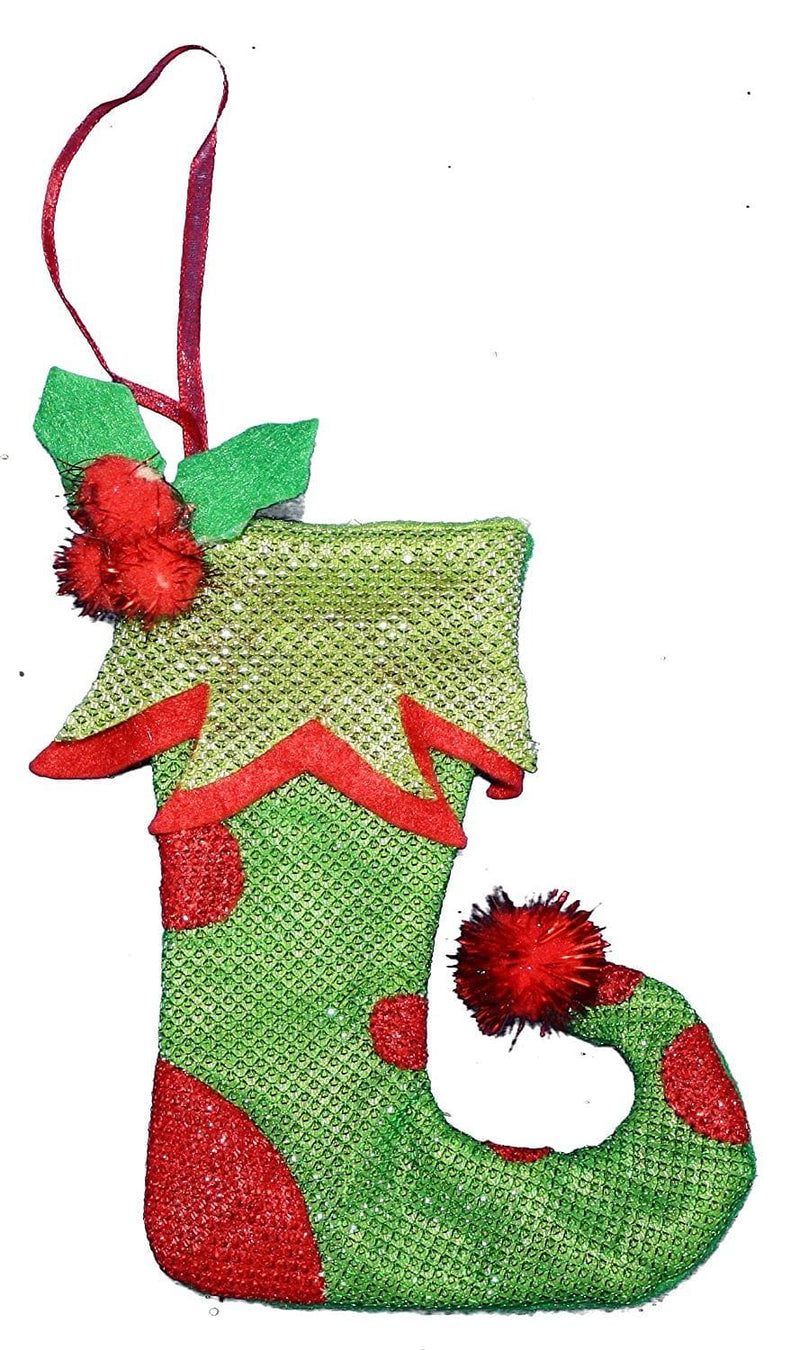 Holiday Elf 6 Inch Stocking Ornament -  Dark Green - Shelburne Country Store