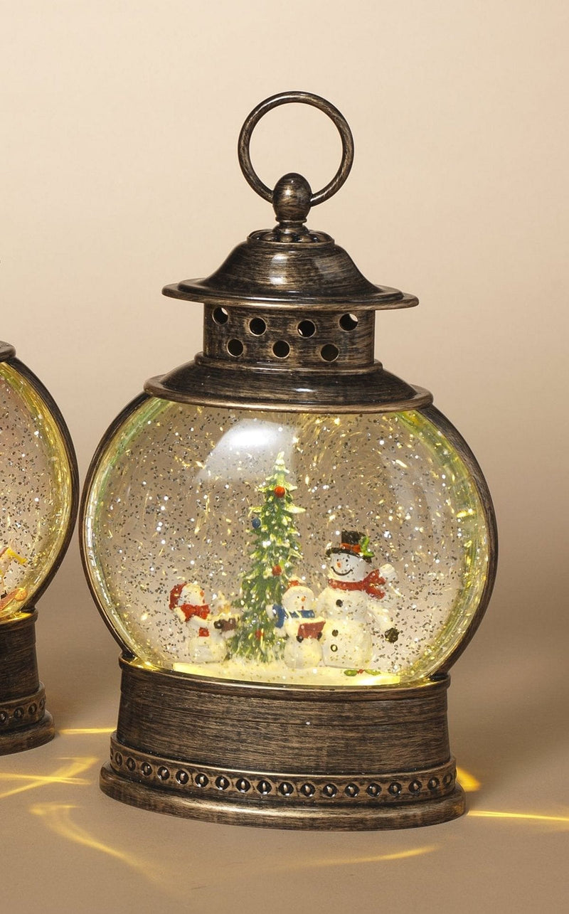 11" Lighted Glitter Water Lantern - Snowman - Shelburne Country Store