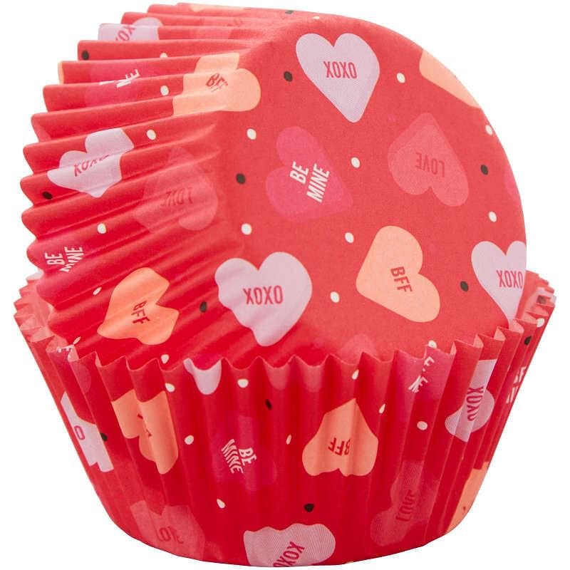 Conversation Hearts Red Valentine's Day Cupcake Liners - 75 Count - Shelburne Country Store