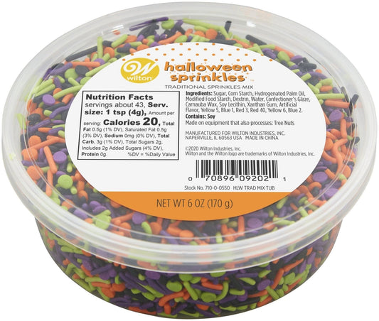 Traditional Halloween Sprinkles - 6 ounce Tub - Shelburne Country Store