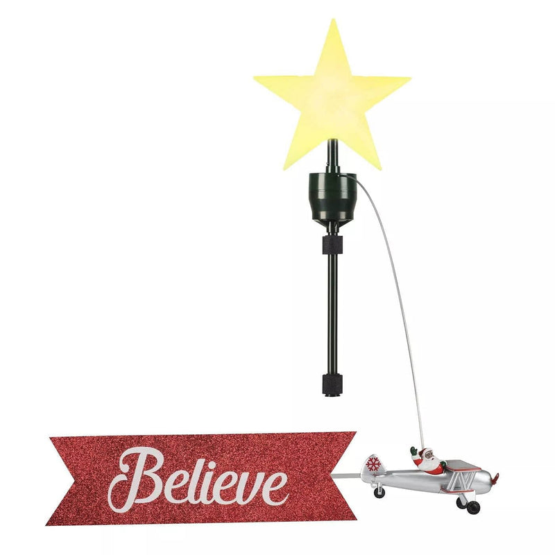 Animated Tree Topper - Santa's Biplane - African American - Shelburne Country Store