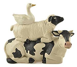 Stacked Dairy Cow Sheep And Duck 4 X 4.5 Resin Stone Figurine Decoration - Shelburne Country Store