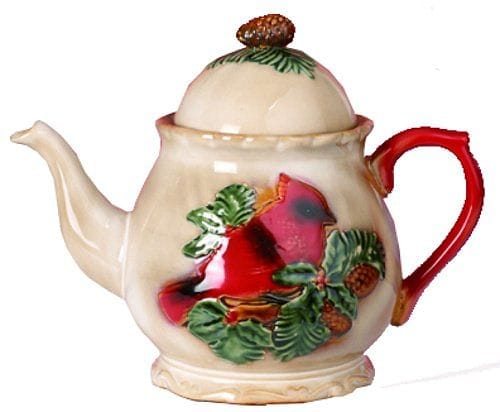 Ceramic Cardinal Tea Pot - Shelburne Country Store