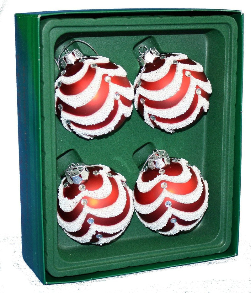 70mm Glass Red and White Striped Ornament - Shelburne Country Store