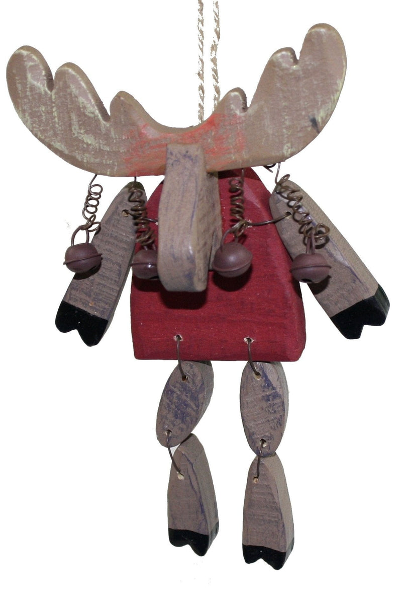 7 Inch Wooden Moose Ornament - Red - Shelburne Country Store