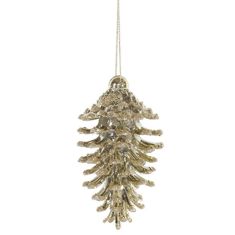 3 Count Glittered Natural Pinecone Ornament - Gold - Shelburne Country Store
