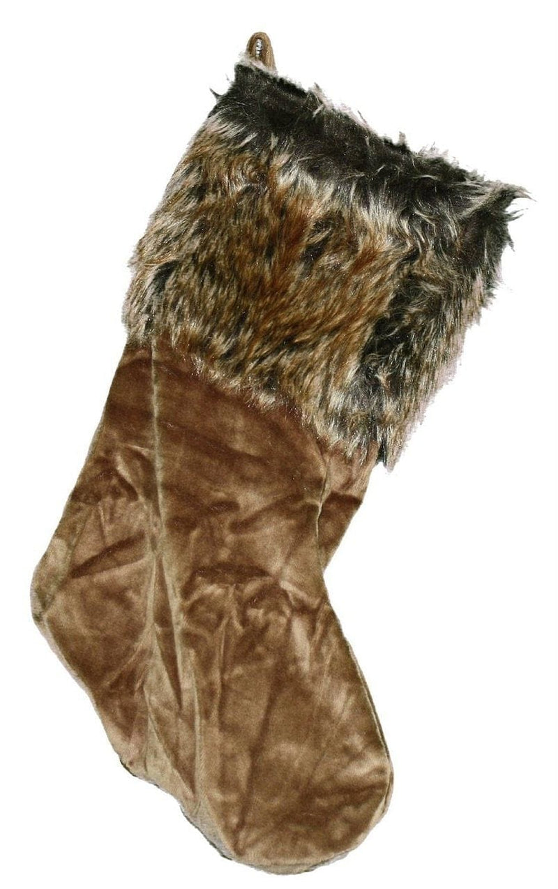Abbott Collection Madison Velvet And Faux Fur Stocking - - Shelburne Country Store