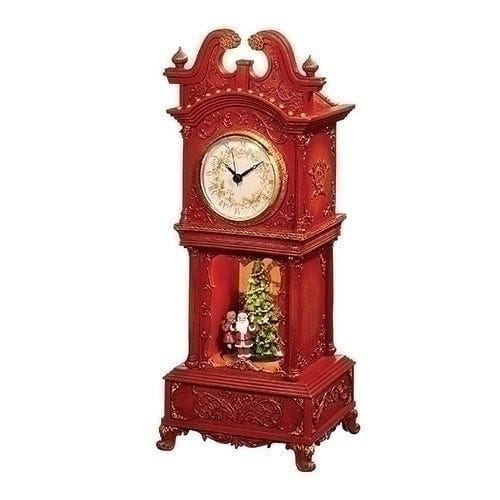 Musical Rotating Santa Mantle Clock - Rosy Red - Shelburne Country Store