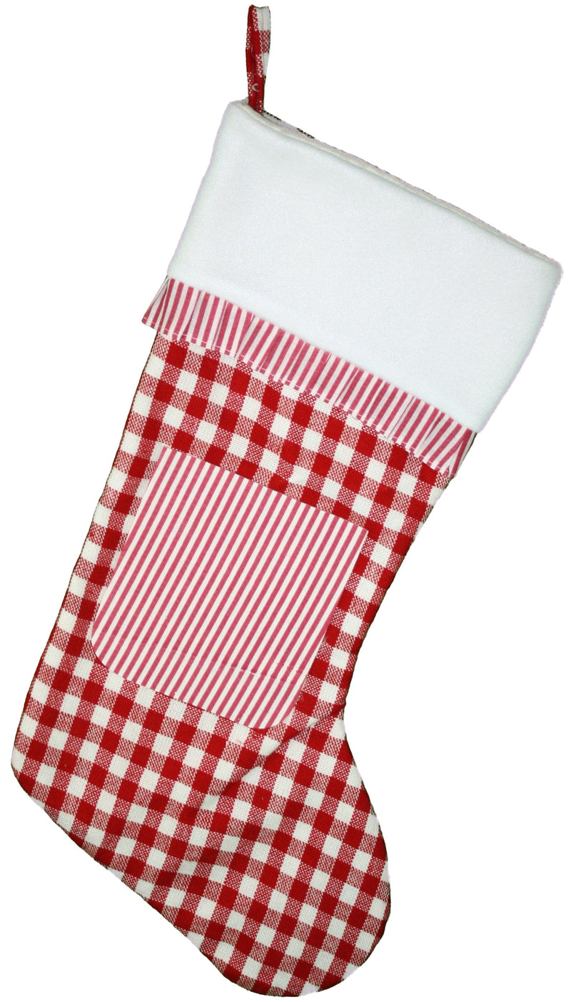 22 Red and White Gingham Stocking - - Shelburne Country Store