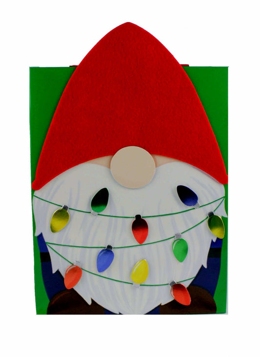 Medium Christmas Bag With Gnome Holding Lights - Shelburne Country Store