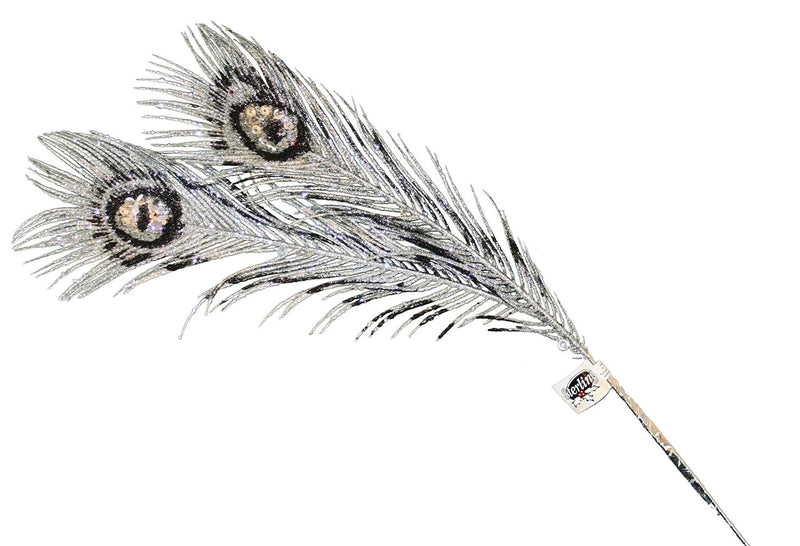 28 In Black and Silver Peacock Feather Pick - Shelburne Country Store