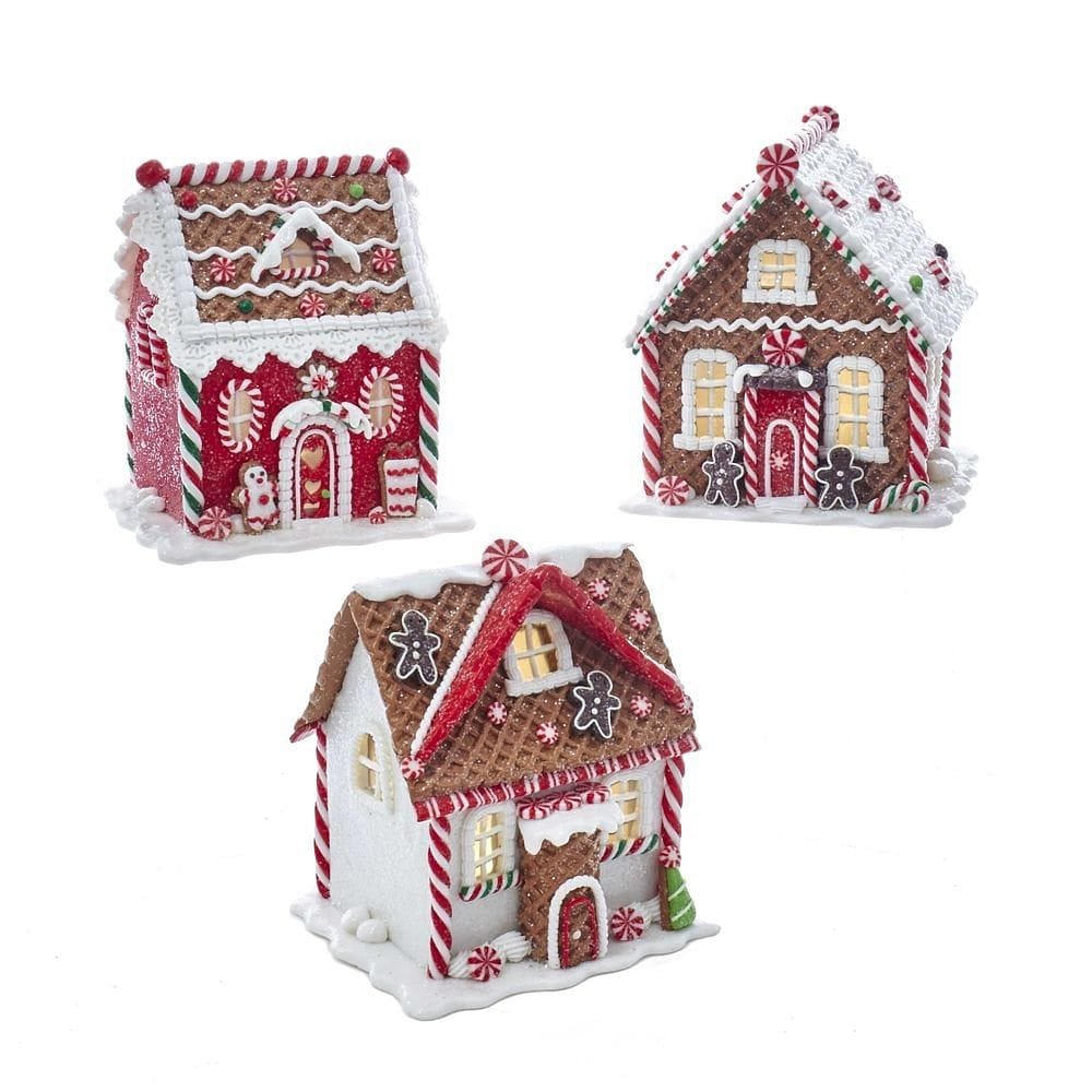 Battery-Operated  LED Gingerbread Houses With Candy - - Shelburne Country Store