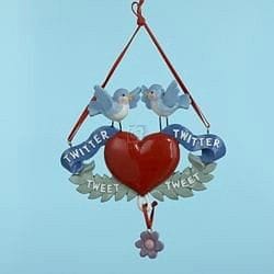 Blue Bird Twitter Tweet Heart Christmas Ornament By Kurt Adler - Shelburne Country Store
