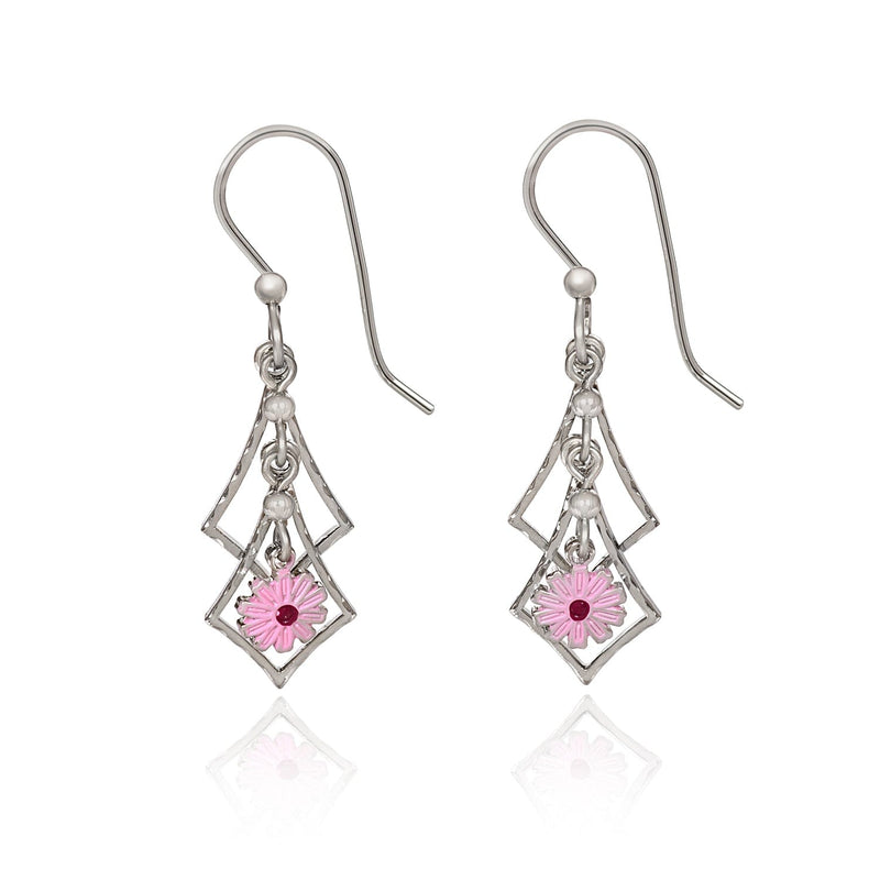 Diamond Cascade with Light Lilac Flower Pierced Earrings - Shelburne Country Store