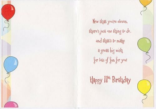 Happy 11th Birthday  Birthday Card - Shelburne Country Store