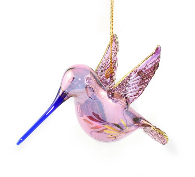 Gold Etched Glass Hummingbird Ornament -  Green - Shelburne Country Store