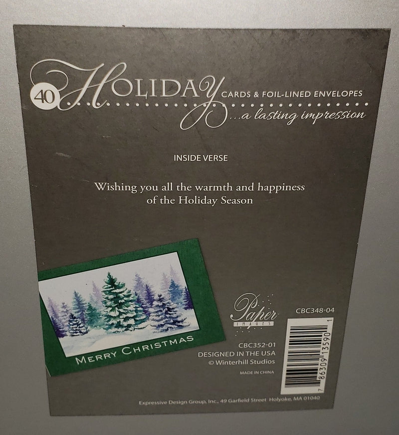 Holiday Luxury Favorites Value 40 Card Box - Frosted Forest - Shelburne Country Store