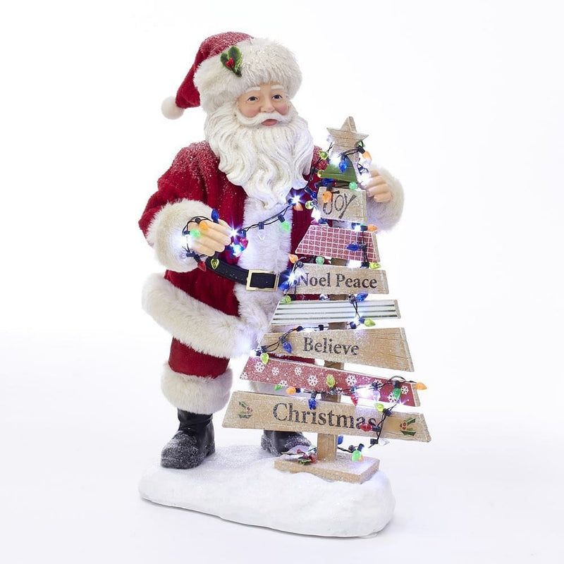 Fabriche Santa with Lighted Christmas Tree - Shelburne Country Store