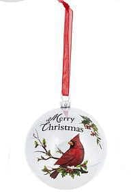 Cardinal Ball Ornament - Merry Christmas - Shelburne Country Store