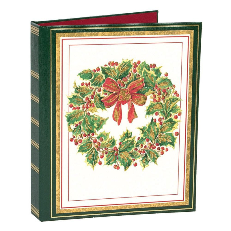 Wreath Embossed Christmas Card Address Book - Shelburne Country Store