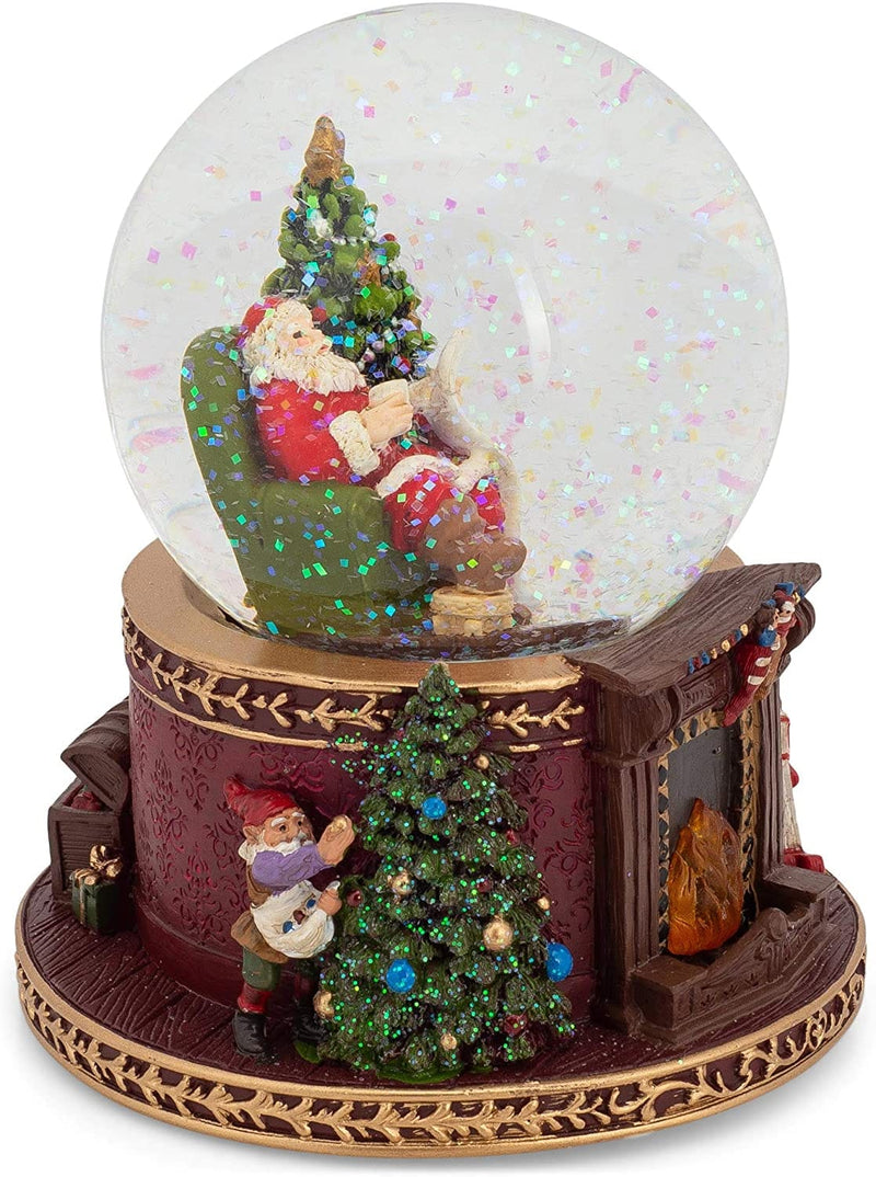 Musical LED Santa Snowglobe with Fireplace Base - Shelburne Country Store