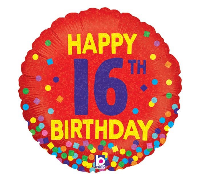 18" Red Happy 16th Birthday Balloon - Shelburne Country Store