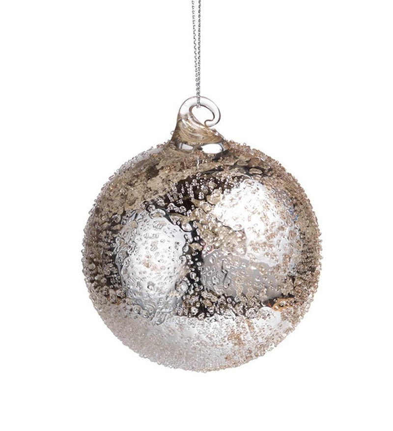 Antique Silver Round Ornament - 3 Inch - Shelburne Country Store