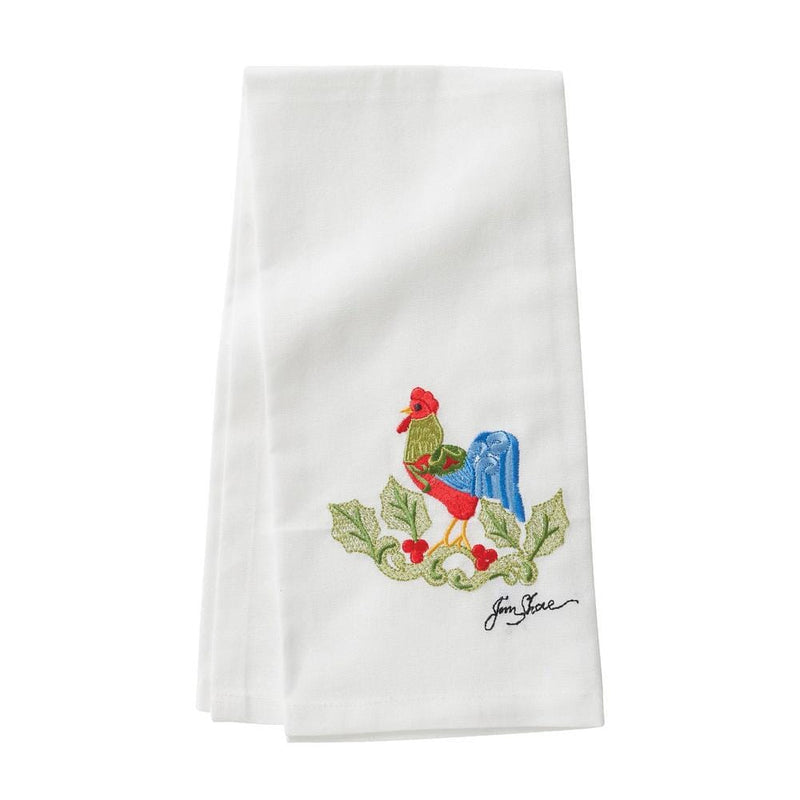 Embroidered Tea Towel - Christmas Rooster - Shelburne Country Store