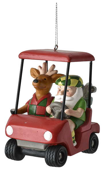 Santa & Reindeer Golf Cart Ornament - Shelburne Country Store