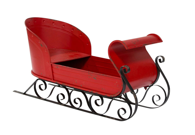 30 Inch Long Red and Black Metal Sleigh - Shelburne Country Store